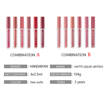 6Pcs Matte Liquid Lipstick Set - Waterproof, Long Lasting & Non-Stick Cup Velvet Lip Gloss - Highly Pigmented Nude & Bold Lip Color Kit - Perfect Beauty Gift For Women & Girls