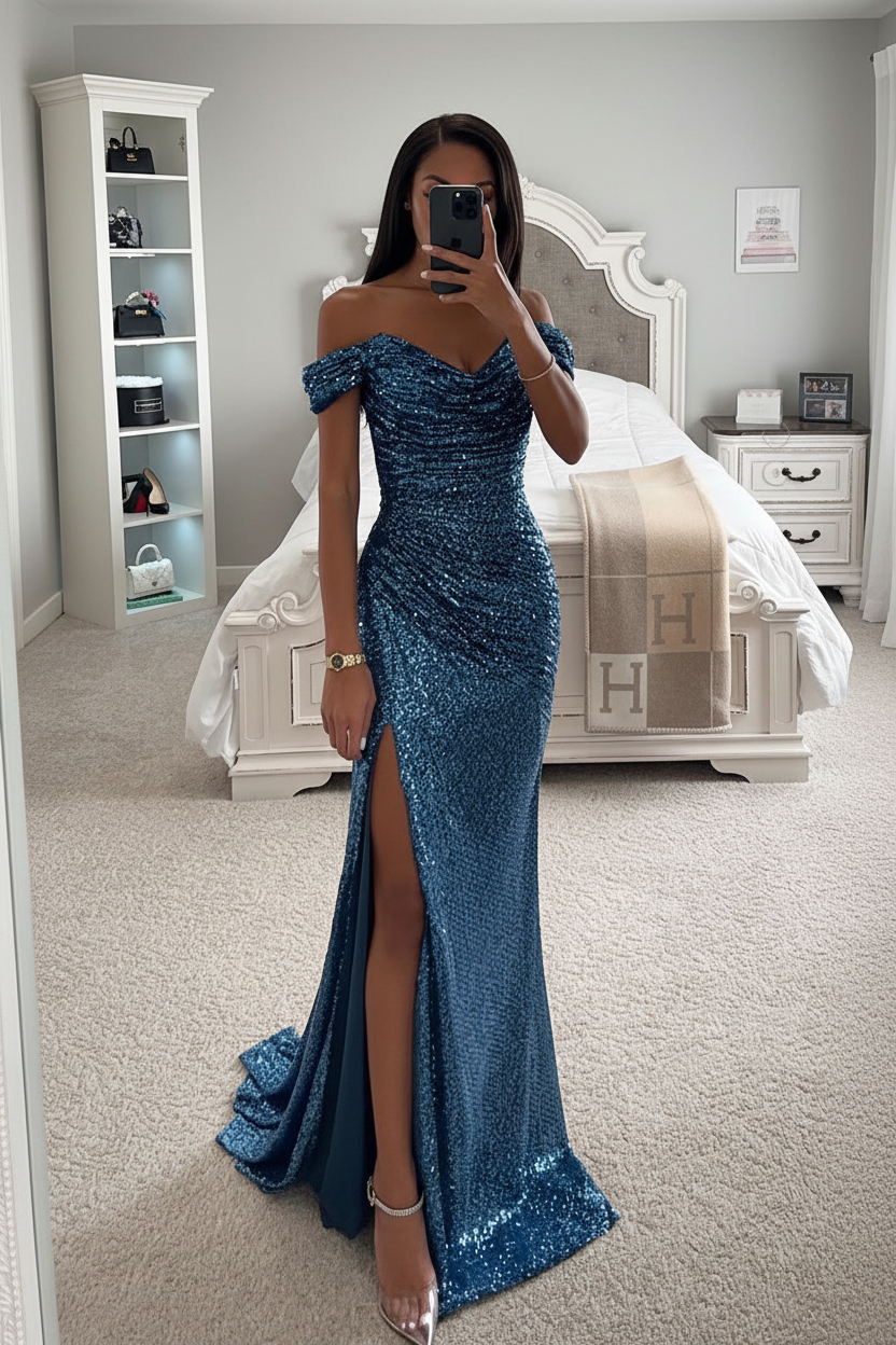 Blue Sequin Dress
