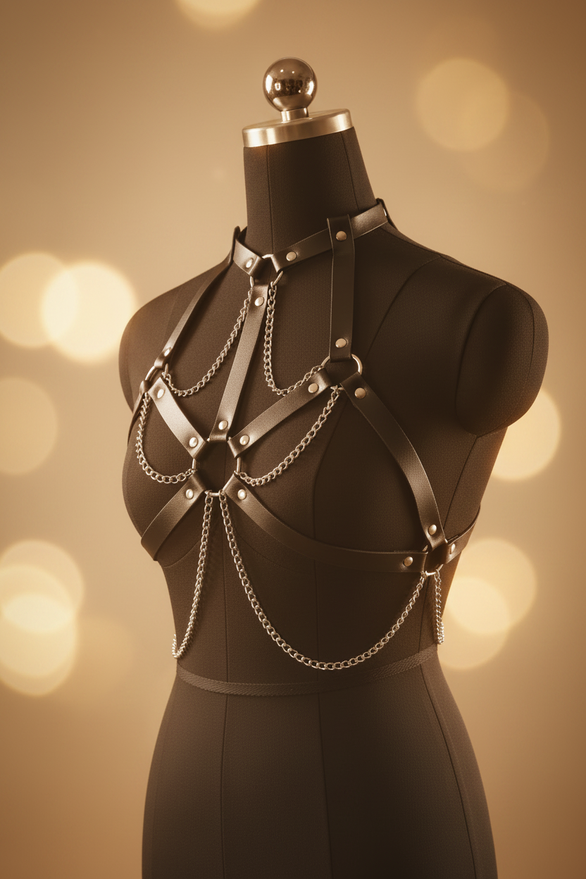 Leather Harness Gold Background Mannequin