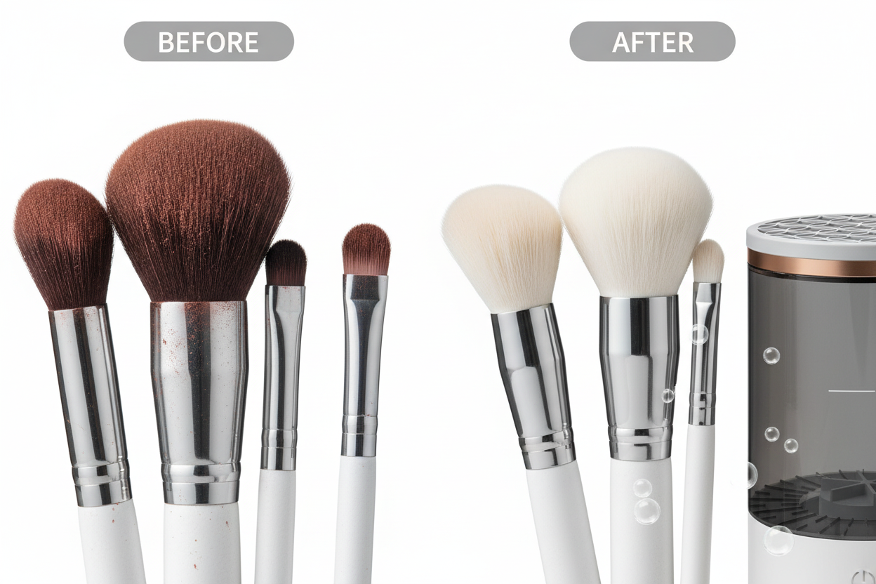 Makeup Brush Cleaner - Before and After